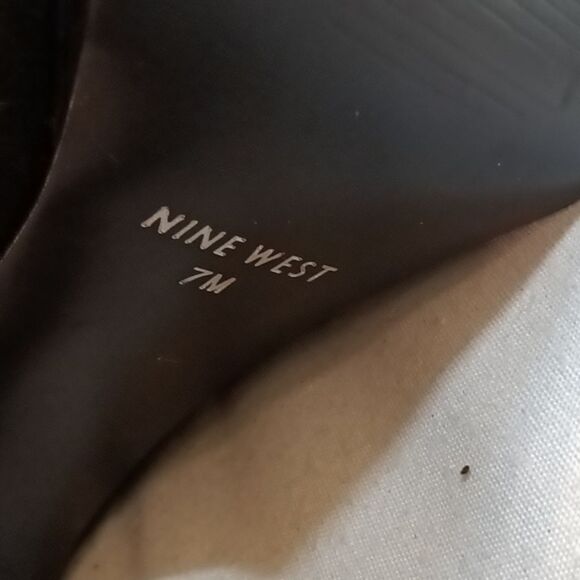 Nine West Heywire Black Leather Zipper Platform Stiletto Bootie  4" Heel… - Picture 10 of 10